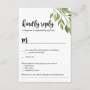 Grashochzeits-Einladung RSVP-Karte botanisch Einladung