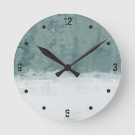 Grasish Green White abstract Runde Wanduhr