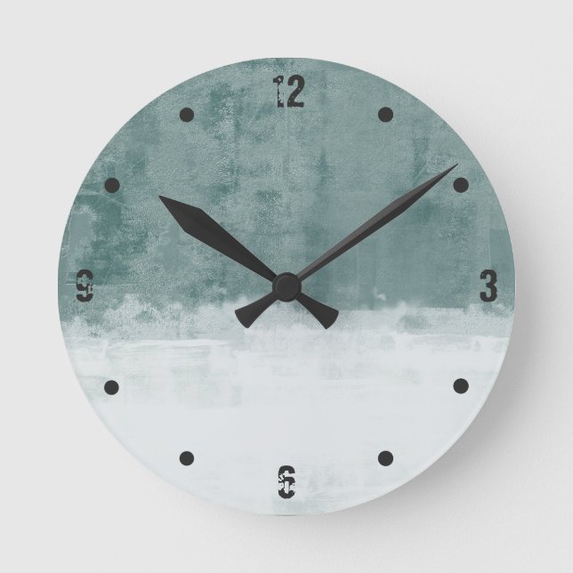 Grasish Green White abstract Runde Wanduhr (Vorderseite)