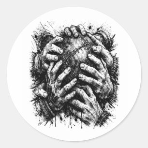 Graspende Hände Dark Art Tintenillustration – Goth Runder Aufkleber
