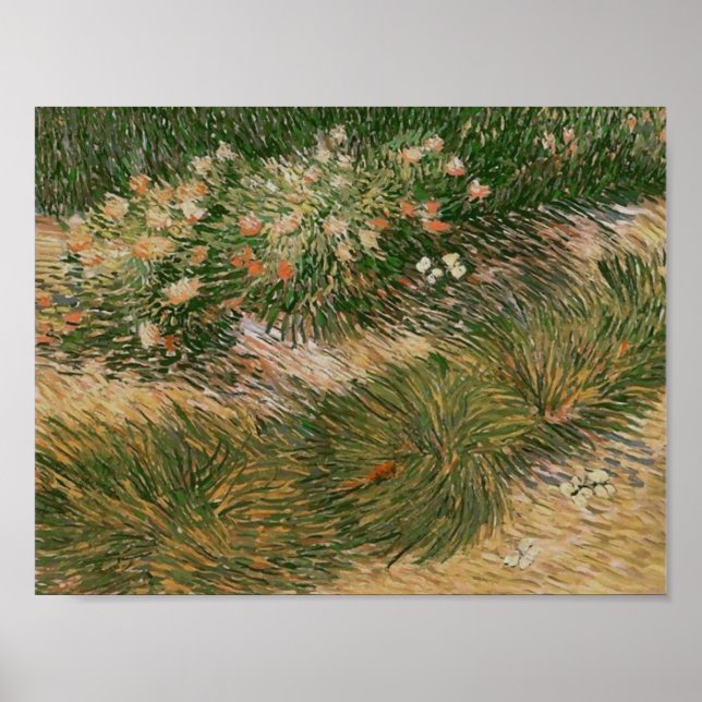 Grass & Butterflies (F460) Van Gogh Fine Art Poster (Vorne)