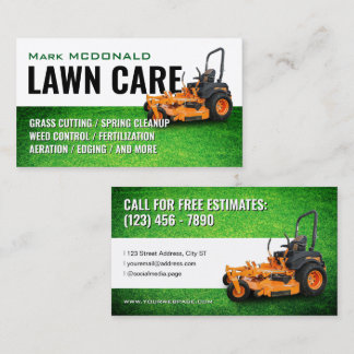 Grass cover and mower lawn care Business Card Visitenkarte