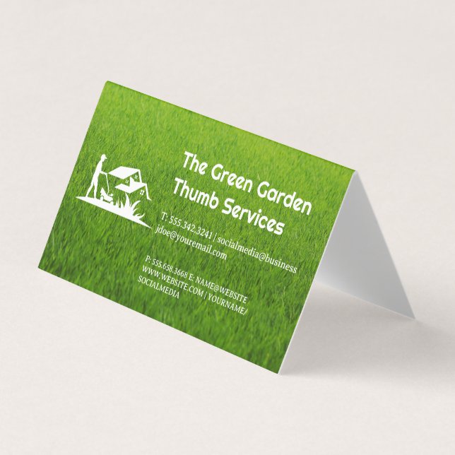 Grass | Gardener Cutting Lawn Visitenkarten (Vorderseite)