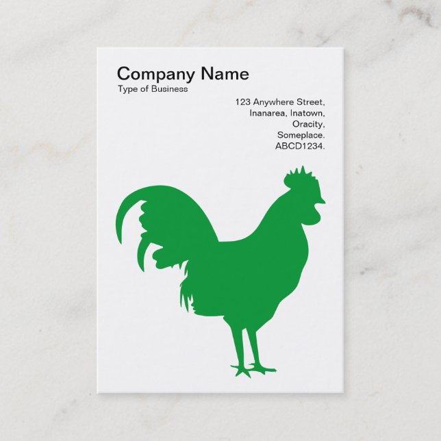 Grass Green Cockerel - Schwarz auf Weiß Visitenkarte (Vorderseite)