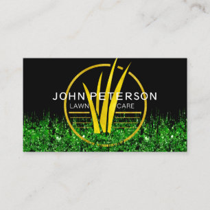Grass-Logo für Rasenpflege-Garten-Landschaft Gold Visitenkarte
