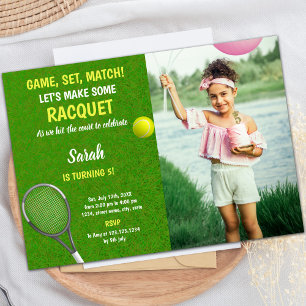 Grass Tennis zum Geburtstag Einladungen mit Foto