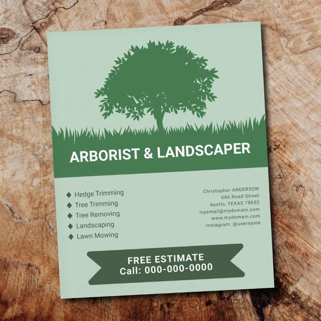 Grass, Tree Silhouette - Arborist & Landscaper  Flyer (Grass, Tree Silhouette - Arborist & Landscaper Flyer)