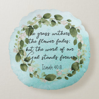 Grass Withers Bible Verse Wasserfarbe Eukalyptus Rundes Kissen
