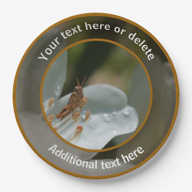 Grasshopper auf Azalea Blume Personalisiertes Part Pappteller (Vorderseite)