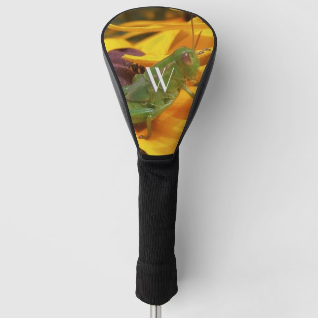Grasshopper auf der Gelben Blume Petal Golf Headcover (Vorderseite)