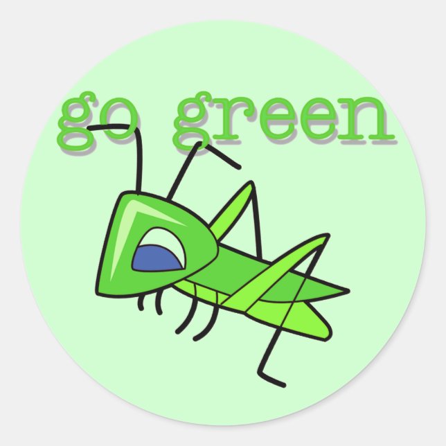 Grasshopper Go Green T - Shirt und Geschenke Runder Aufkleber (Vorderseite)