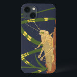 Grasshopper in Green Grass on Blue Background Case-Mate iPhone Hülle<br><div class="desc">The deep green of the grass in this painting merges perfectly with the blue background,  creating a feeling of evening in this piece by Nina Tenser. Both colors contrast with the pale of the grasshopper. Nature lovers should purchase this piece and place it on their favorite wall!</div>