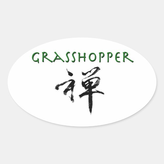 Grasshopper mit dem Symbol "Zen" Ovaler Aufkleber (Vorderseite)