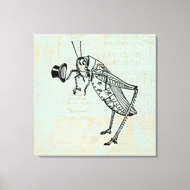 Grasshopper mit Top Hat Leinwanddruck (Vorderseite)
