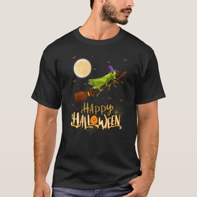 Grasshopper Ride Hexe Shotgun Grasshopper Hallowe T-Shirt (Vorderseite)