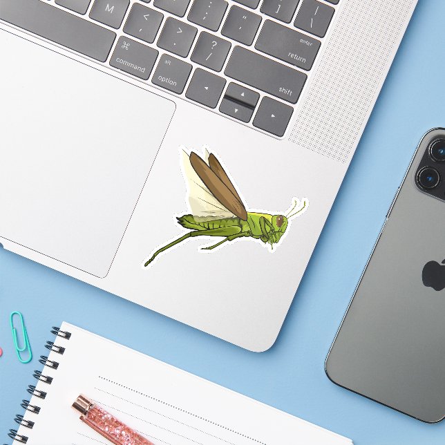 Grasshopper Vector Jumping Illustration Aufkleber (Laptop mit iPhone)
