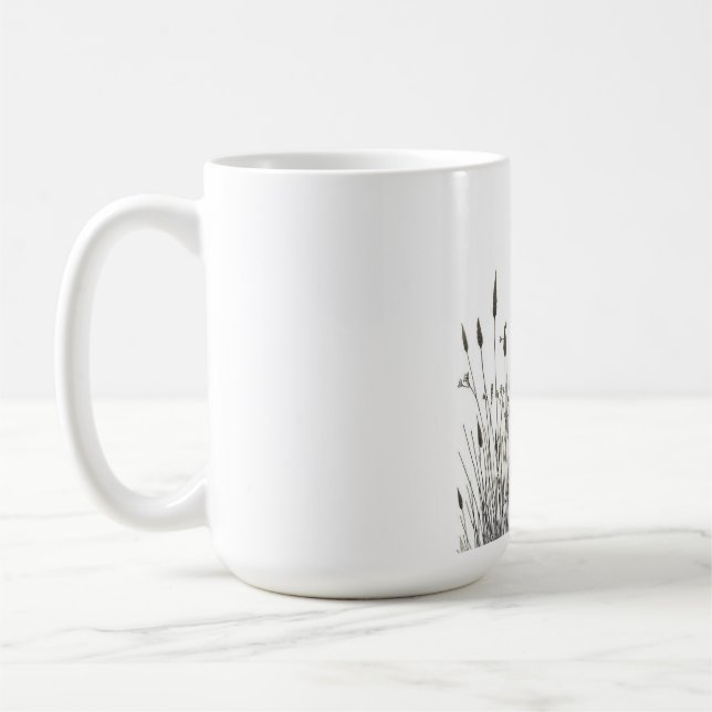 Grasshopper & Wild Grass Ink Art Coffee Mug (Gauche)