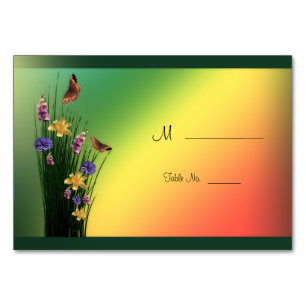 Grassy Bouquet und Schmetterlinge Tischnummer