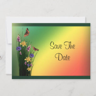 Grassy Bouquet und Schmetterlinge zum Geburtstag Save The Date