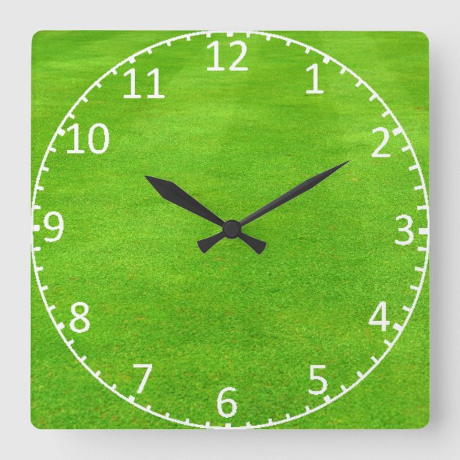 Grassy Lawn Background Clock Quadratische Wanduhr (Vorderseite)