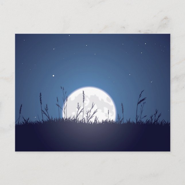 Grassy Moonrise Postkarte (Vorderseite)