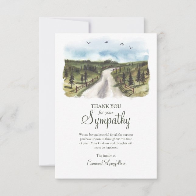 Grassy Road Sympathy Carte de remerciements (Devant)