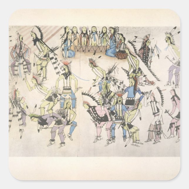 Grastanz (Tinte auf Papier) Quadratischer Aufkleber (Vorderseite)