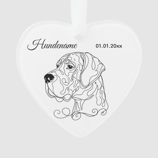 Grat Dane Minimalist Line Art Personalized Ornament (Vorderseite)