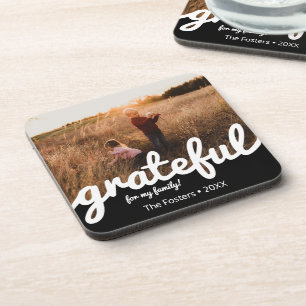 Gratea Black and White Script Custom Foto Getränkeuntersetzer
