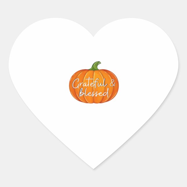 Grateful and Blessed - Pumpkin  Fall Thanksgiving  Herz-Aufkleber (Vorderseite)