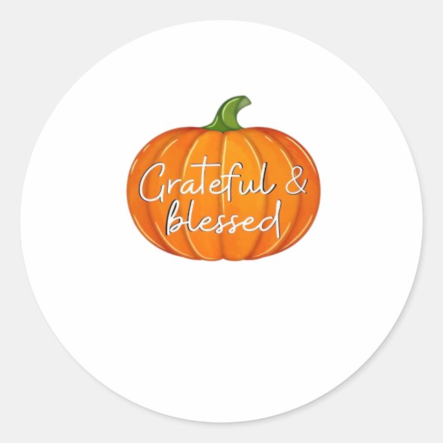Grateful and Blessed - Pumpkin  Fall Thanksgiving  Runder Aufkleber (Vorderseite)