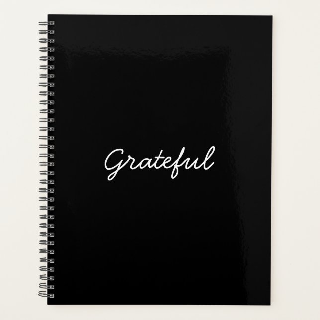 Grateful black custom lässig script text or name planer (Vorderseite)