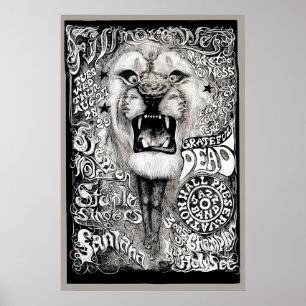 Grateful Dead, Santana, Steppenwolf 1968 Konzert Poster