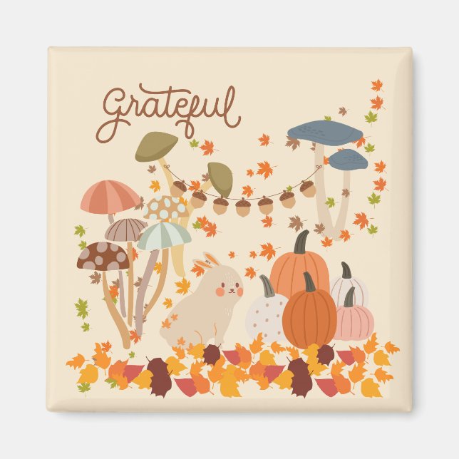 Grateful Fall Bunny Magnet (Vorne)