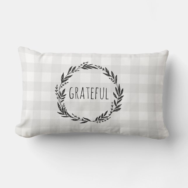 Grateful Gingham Karo Wreath Lendenkissen (Vorderseite)