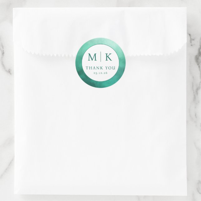 Grateful Green Watercolor Thank You Sticker (Tasche)