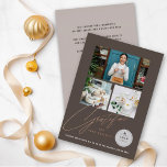 Grateful Handwrite Script 3 Foto Stilvolles Busine Folien Feiertagskarte<br><div class="desc">Stilvoll Grateful Handwriting Script, 3 Multi Foto Collage Moderne Business Holiday Card / Corporate Holiday Card. Eine einfache und zeitgenössische Business- oder Corporate Erntedank / Ferienfotokarte mit Vorder- und Rückseite. Personalisieren Sie es mit Ihrem eigenen Logo. Der Gruß, Text und Hintergrund können in eine beliebige Farbe Ihrer Wahl geändert werden....</div>