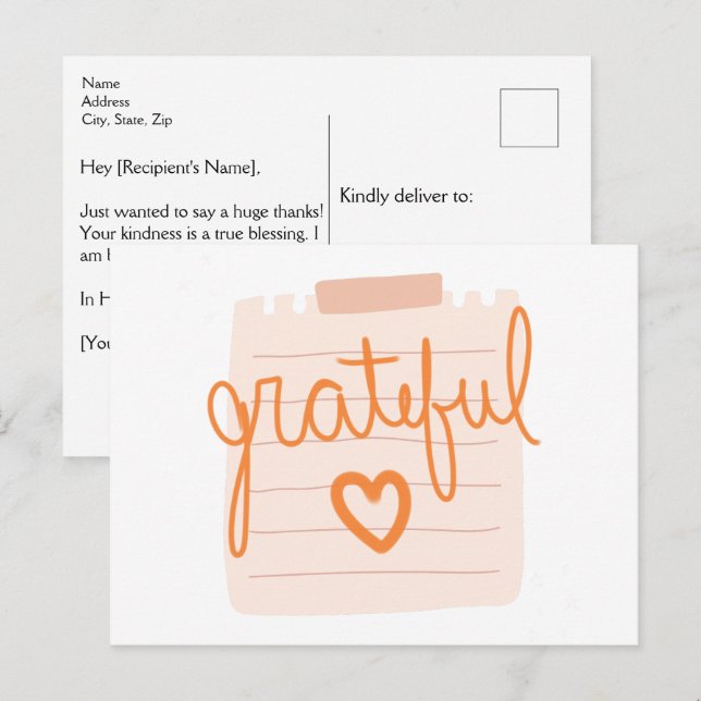 Grateful Heart Christian Carte de remerciements (Devant / Derrière)