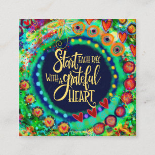 "Grateful Heart" Inspirivity Güte Cards Quadratische Visitenkarte
