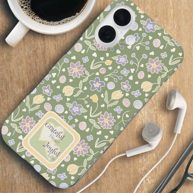 Grateful Heart Joyful Life Floral Phone Case  (Grateful Heart Joyful Life Floral Phone Case – Inspirational Cottagecore Protection for Her)