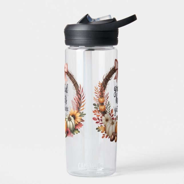 Grateful hearts gather here Thanksgiving cozy fall Trinkflasche (Links)