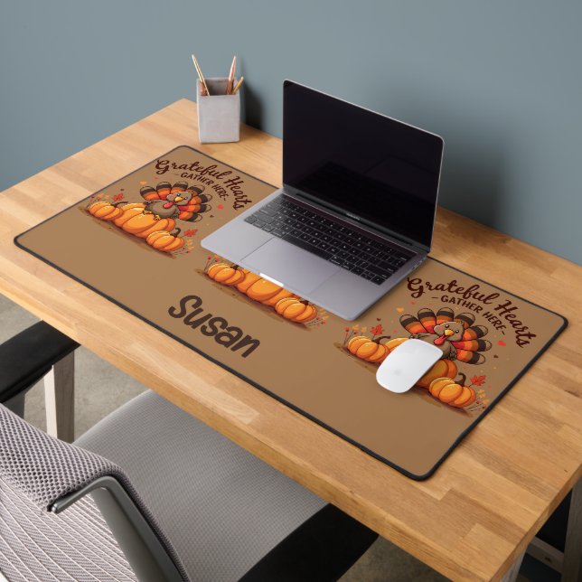 Grateful Hearts Thanksgiving Turkey Schreibtischunterlage (Büro 2)