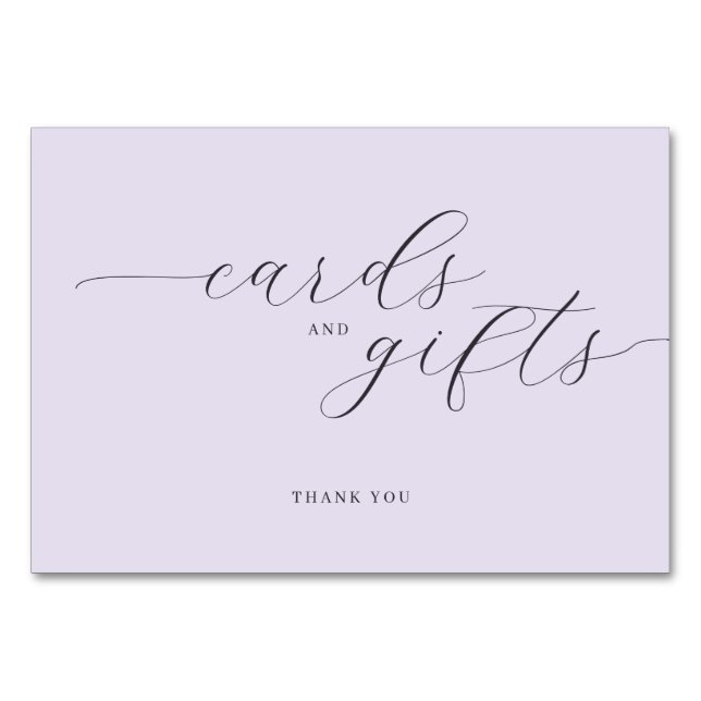Grateful Lavender Cursive Thank You Card Tischnummer (Vorderseite)