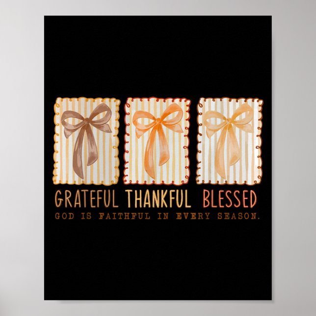 Grateful Thankful Blessed Religious Christian  Poster (Vorne)