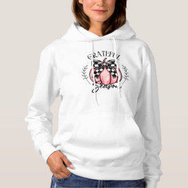 Gratetime Season Pumpkin Checkered Bow Design Hoodie