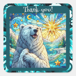 Grateure Polar Bären Imitate aus Glas Quadratischer Aufkleber