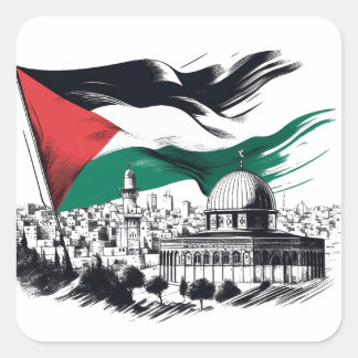 Gratis aqsa-Paläste Quadratischer Aufkleber