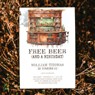 Gratis Bier Funny Adult Geburtstag jedes Alter Einladung