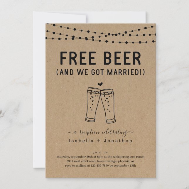 Gratis Bier Funny Empfang Nur Einladung (Vorderseite)