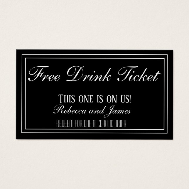 Gratis Getränkekarte für Black & White Wedding Gut (Vorderseite)